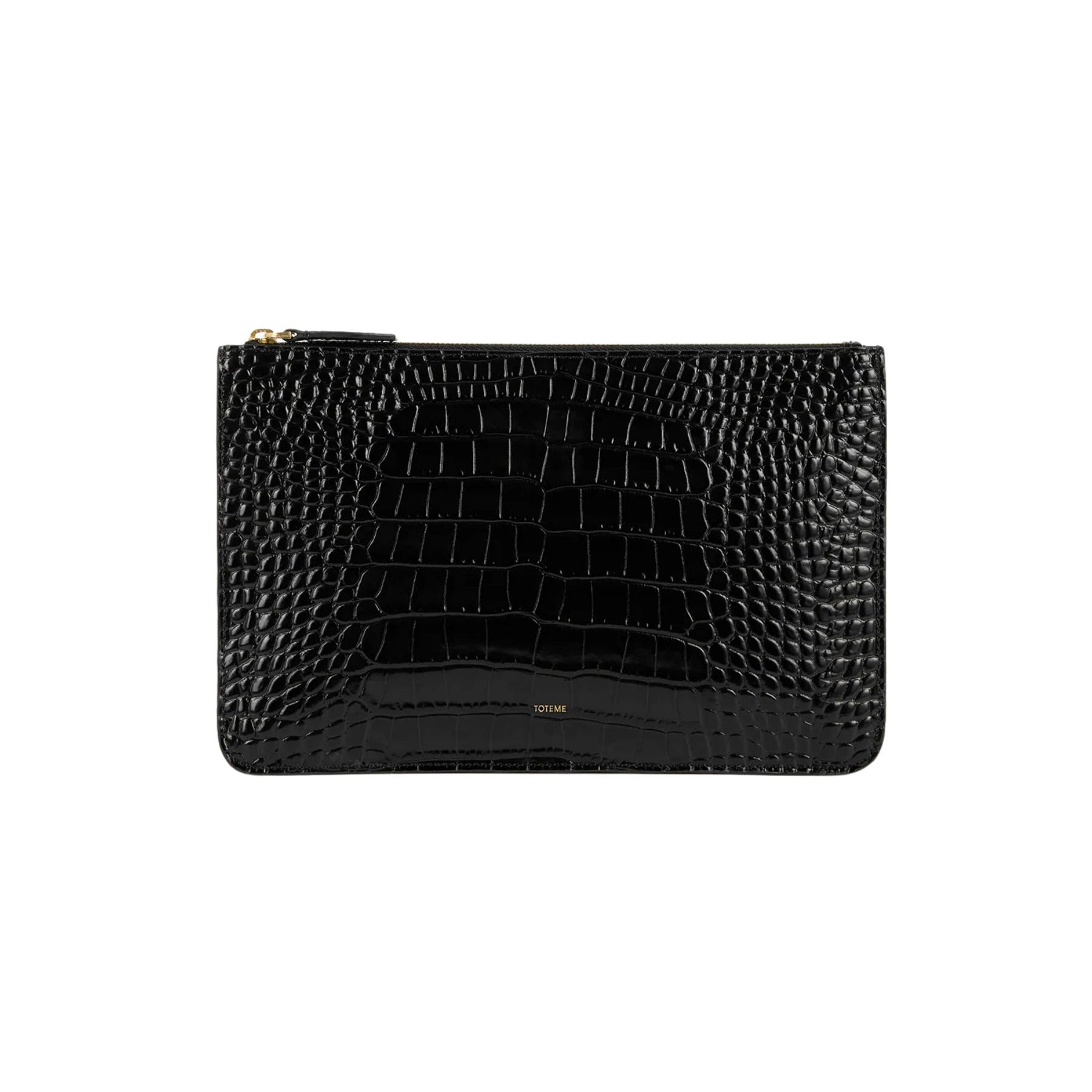Toteme Threefold croco-embossed clutch black | The UNDONE