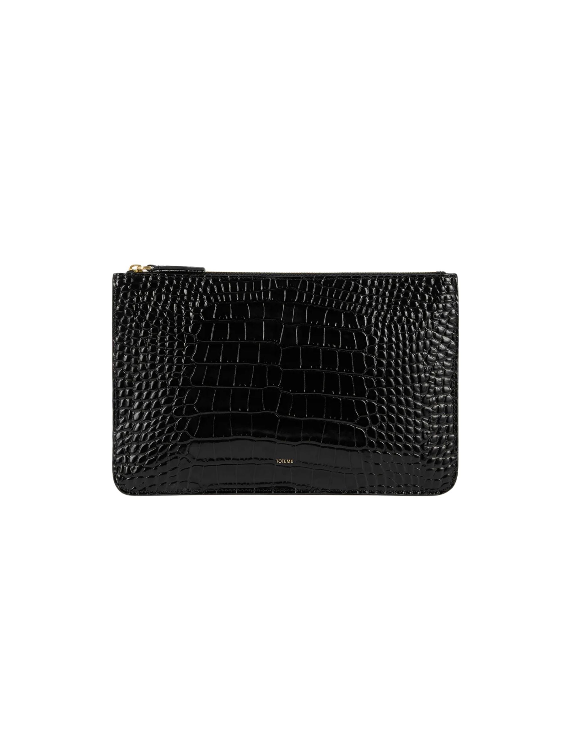 Toteme Threefold croco-embossed clutch black | The UNDONE