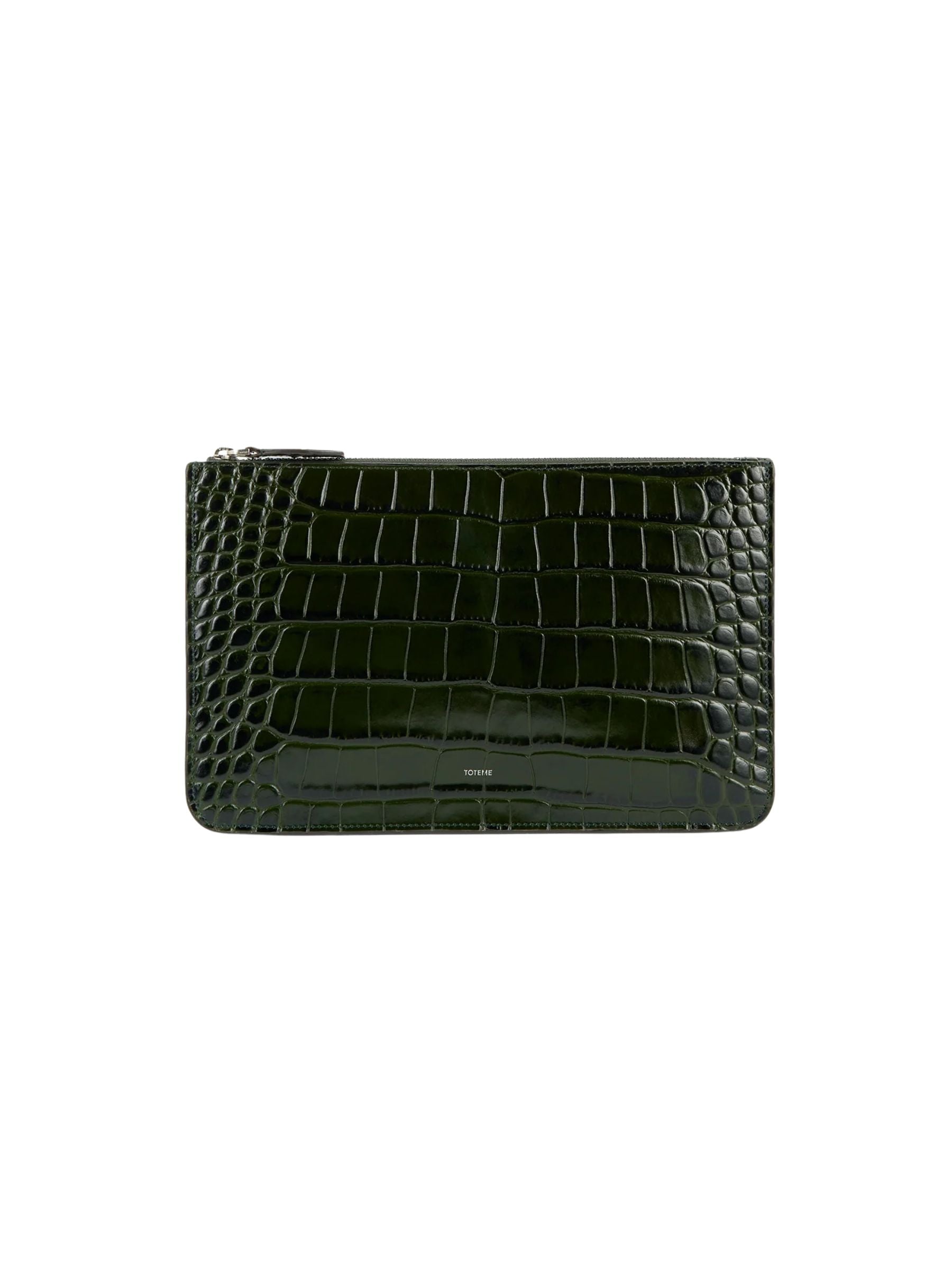 Threefold croco-embossed clutch dark green