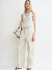 Toteme Satin Twisted Seam Trouser in Ecru