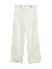 Toteme Satin Twisted Seam Trouser in Ecru
