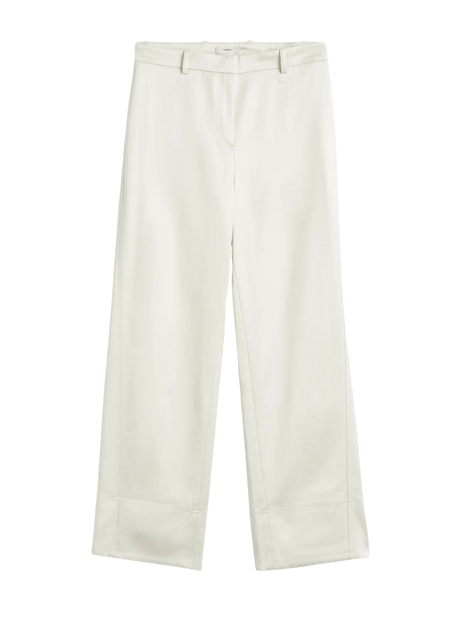 Toteme Satin Twisted Seam Trouser in Ecru