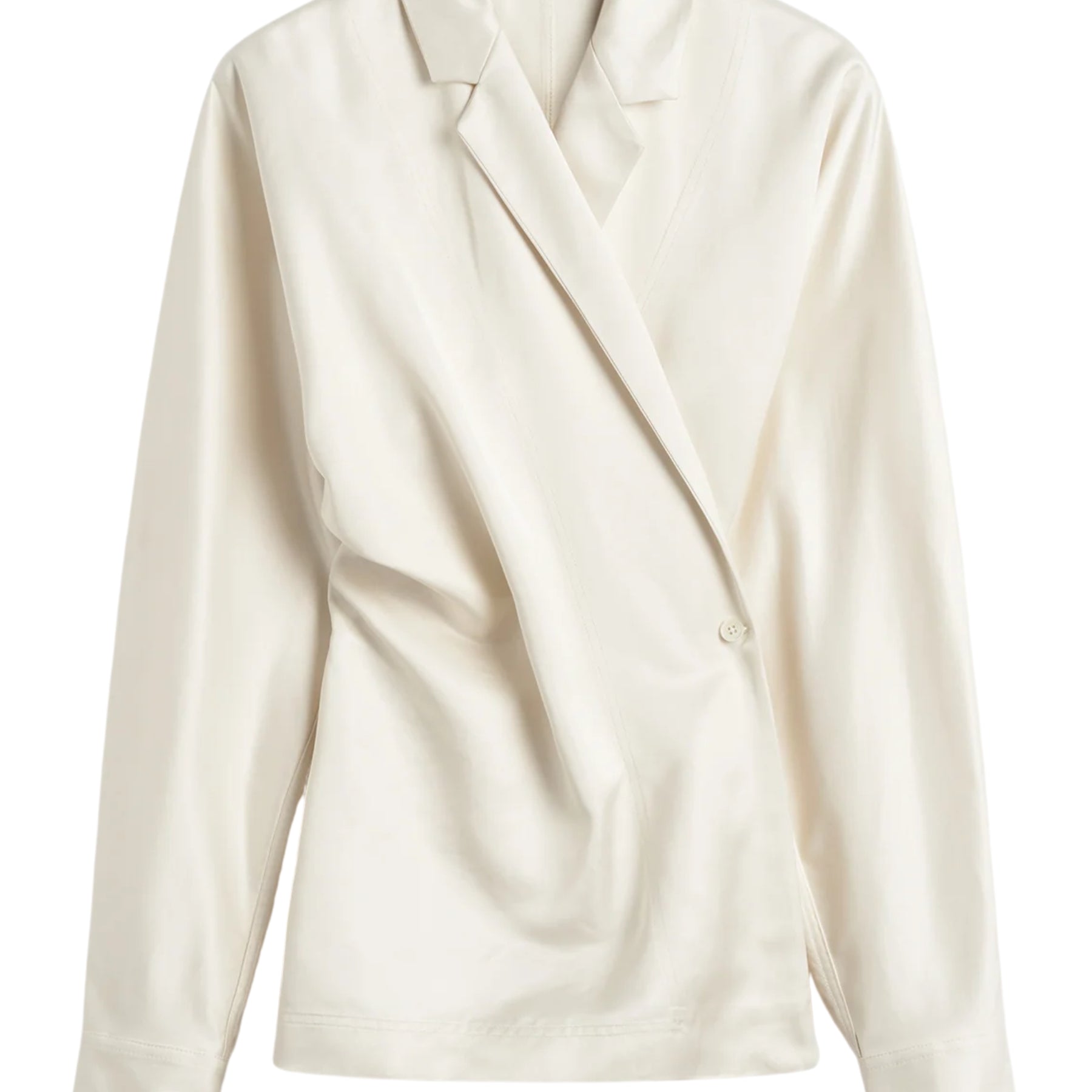 Toteme Satin Wrap blouse in Ecru
