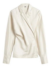 Toteme Satin Wrap blouse in Ecru