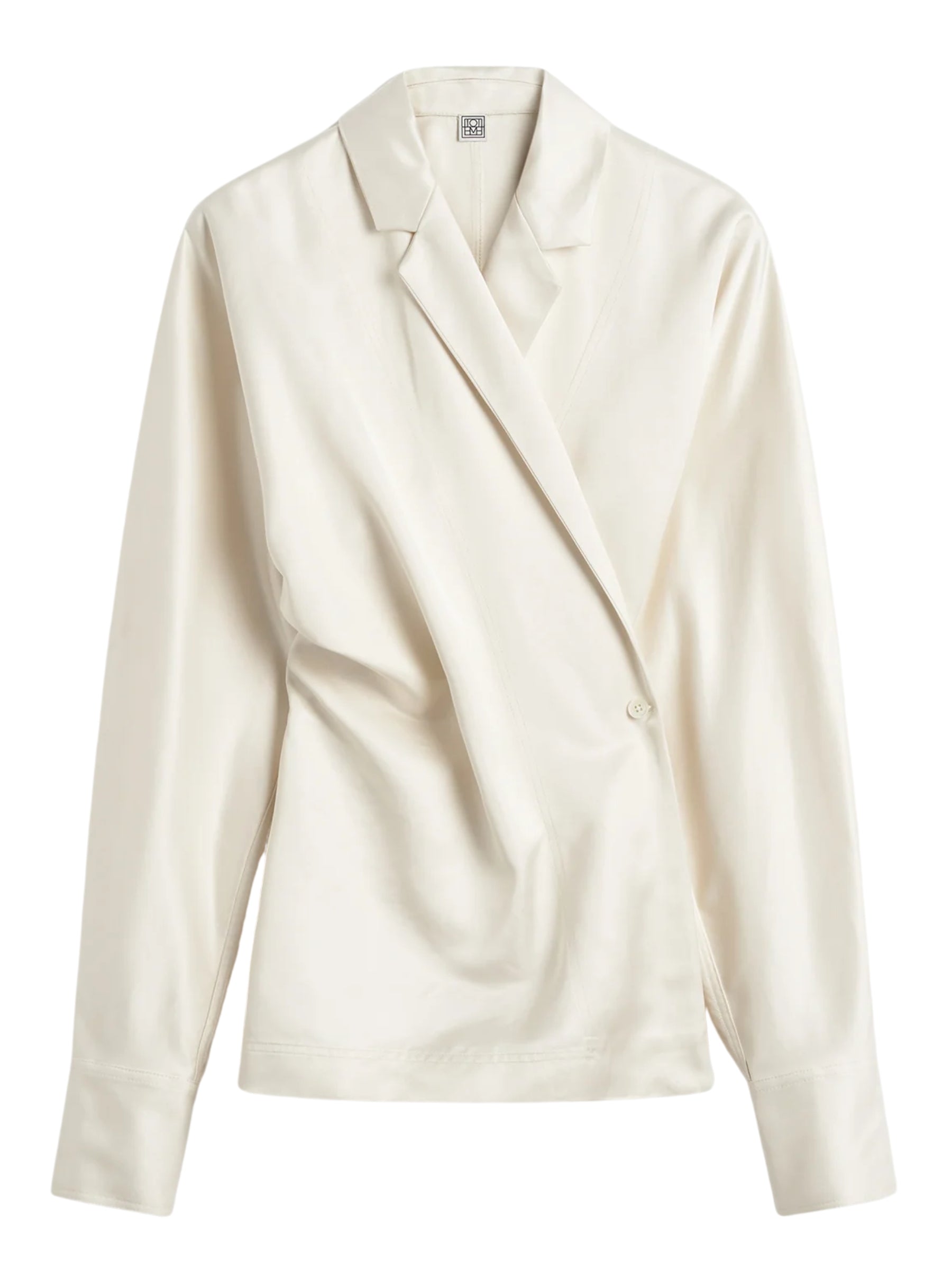Toteme Satin Wrap blouse in Ecru