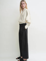 Toteme Satin Wrap blouse in Ecru