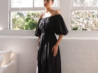 Matteau | Off The Shoulder Midi Dress in Black | The UNDONE