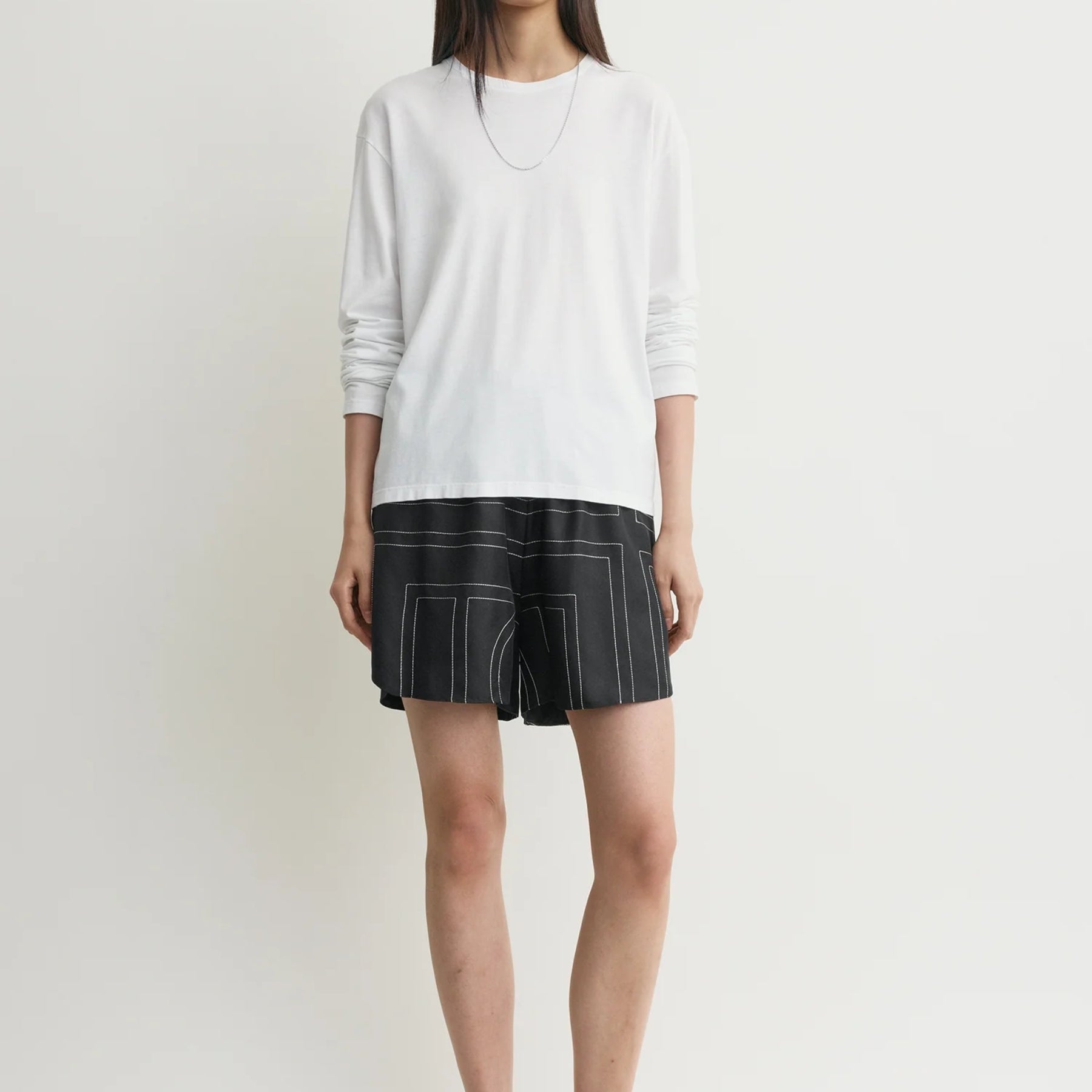 Toteme Monogram Silk Pj Shorts in black