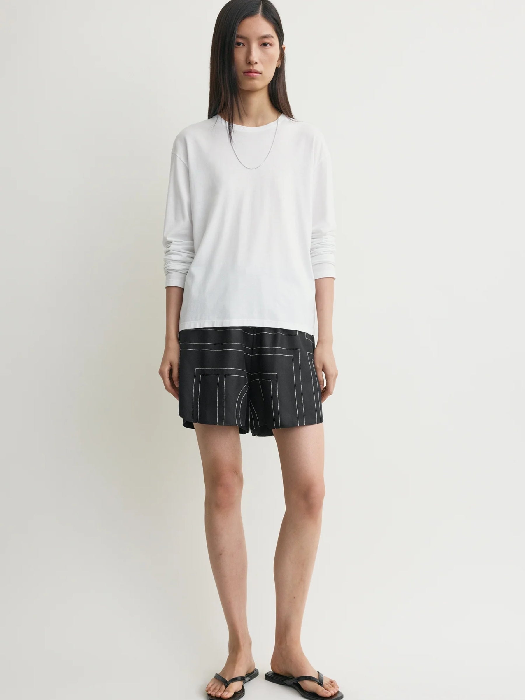 Toteme Monogram Silk Pj Shorts in black