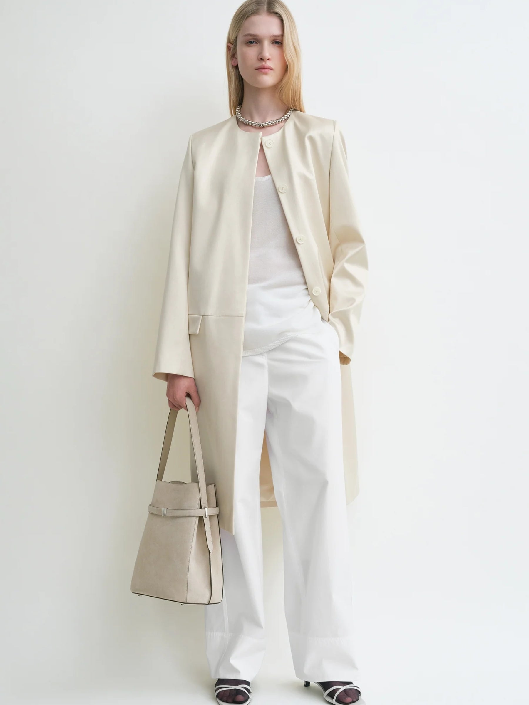 Toteme Satin Chintz coat in ivory