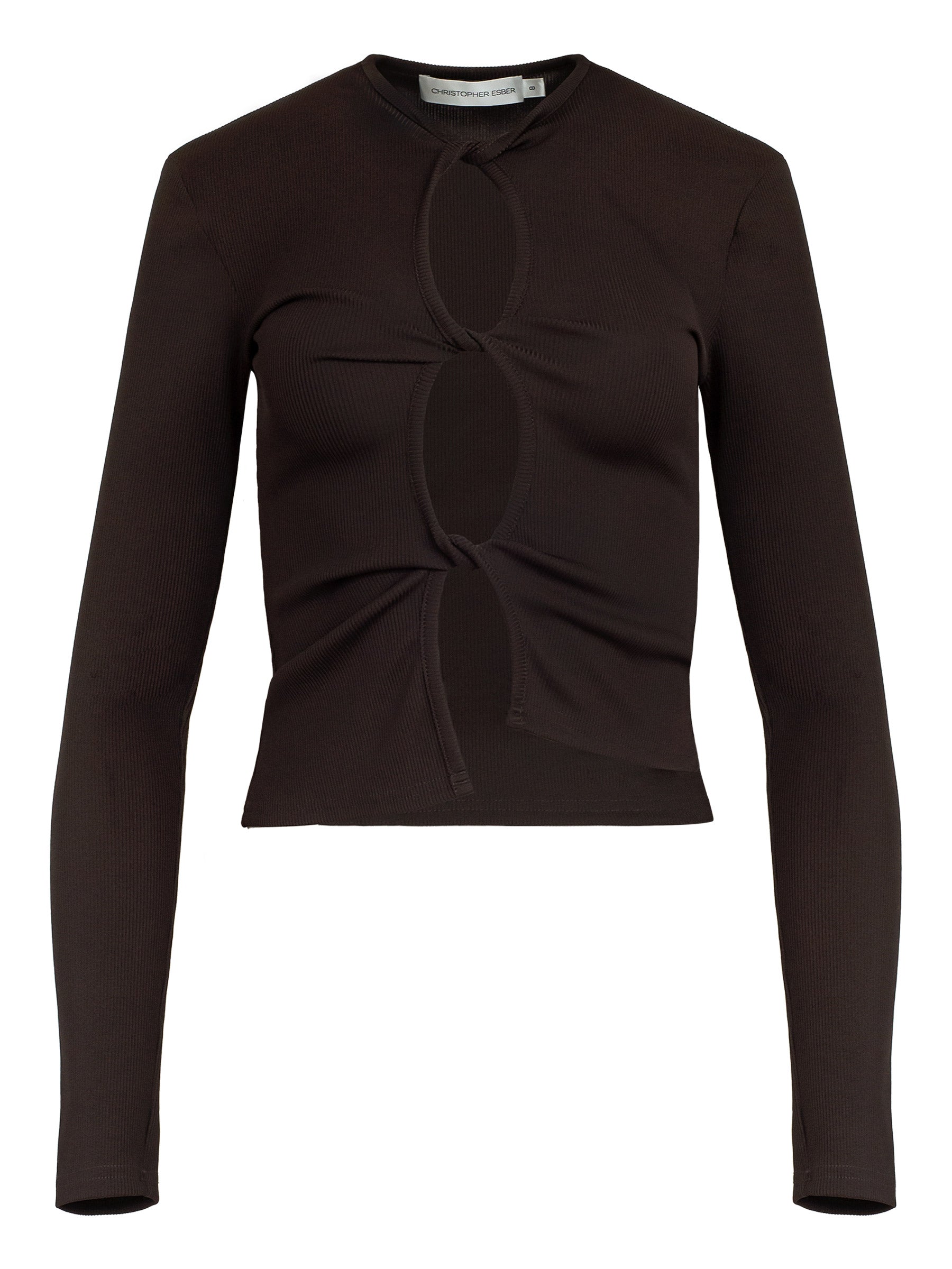 Christopher Esber | Chocolate Open Twist Long Sleeve Top | The UNDONE