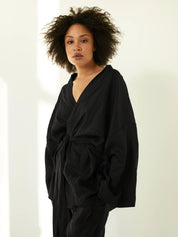 Deiji Studios | The 01 Linen Loungewear Set Long in Deep Black | The UNDONE
