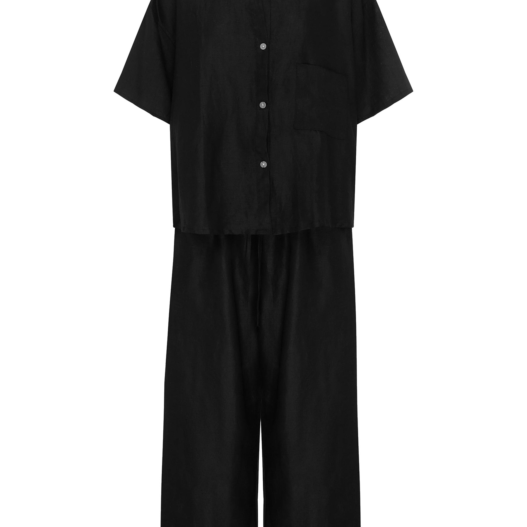 Deiji Studios | Short Sleeve Long Set in Deep Black | The UNDONE