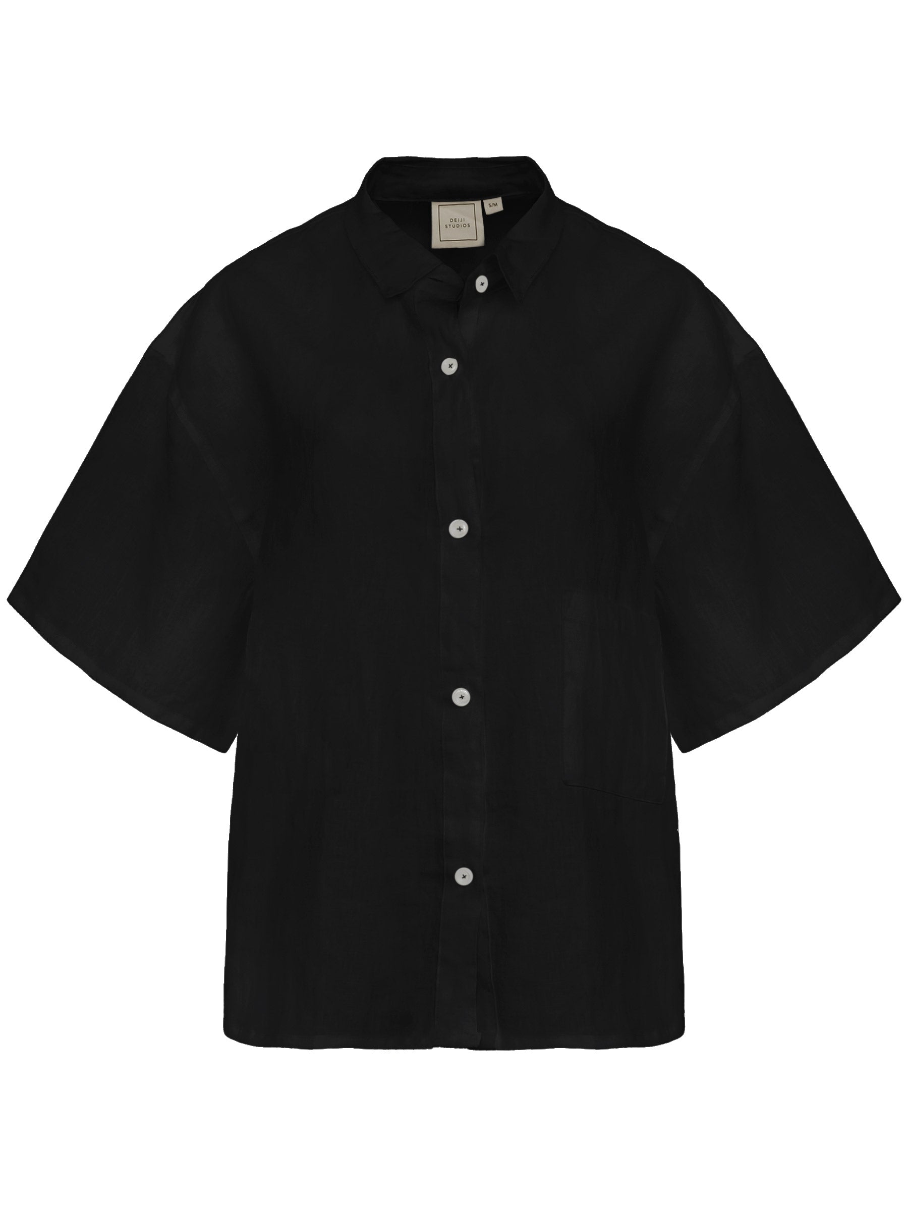 Deiji Studios | The 05 Linen Short Sleeve Long Set Black | The UNDONE