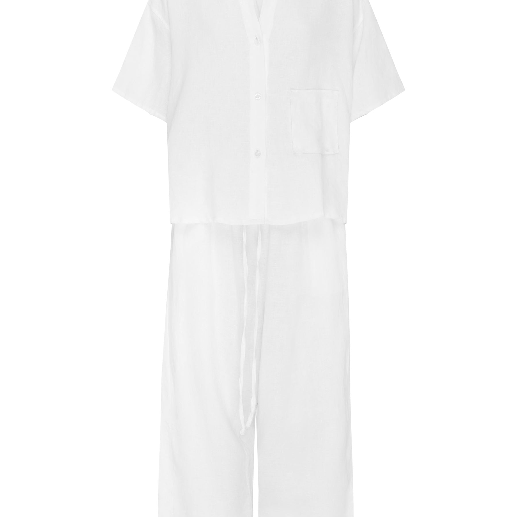 Deiji Studios | Short Sleeve Long Set in White | The UNDONE