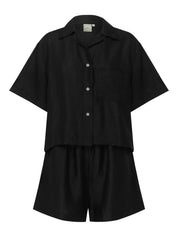 Deiji Studios | Short Sleeve Short Set in Deep Black | The UNDONE