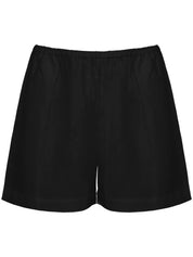 Deiji Studios | Short Sleeve Short Set in Deep Black | The UNDONE
