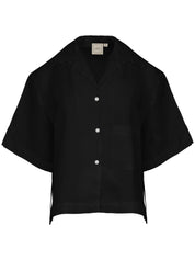 Deiji Studios | Short Sleeve Short Set in Deep Black | The UNDONE