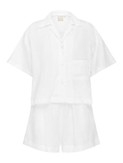 Deiji Studios | Short Sleeve Short Set in White | The UNDONE