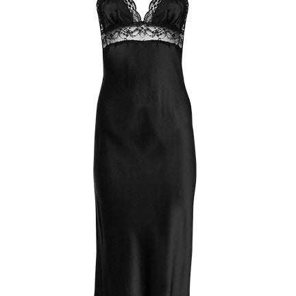 Maison Essentiele | Girl Next Door Midi Slip in Black | The UNDONE