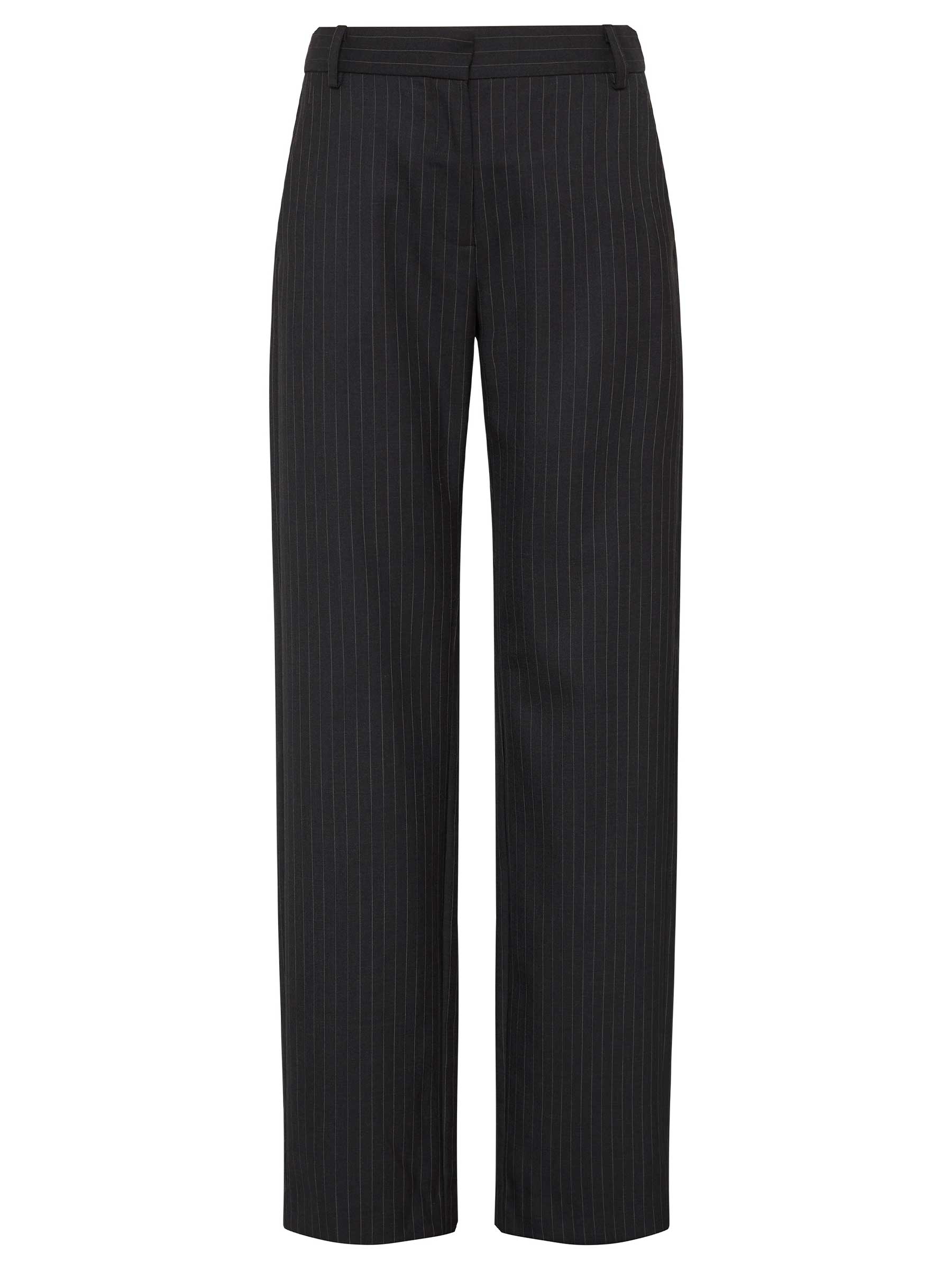 St. Agni | Pinstripe Tailored Trouser in Black | The UNDONE
