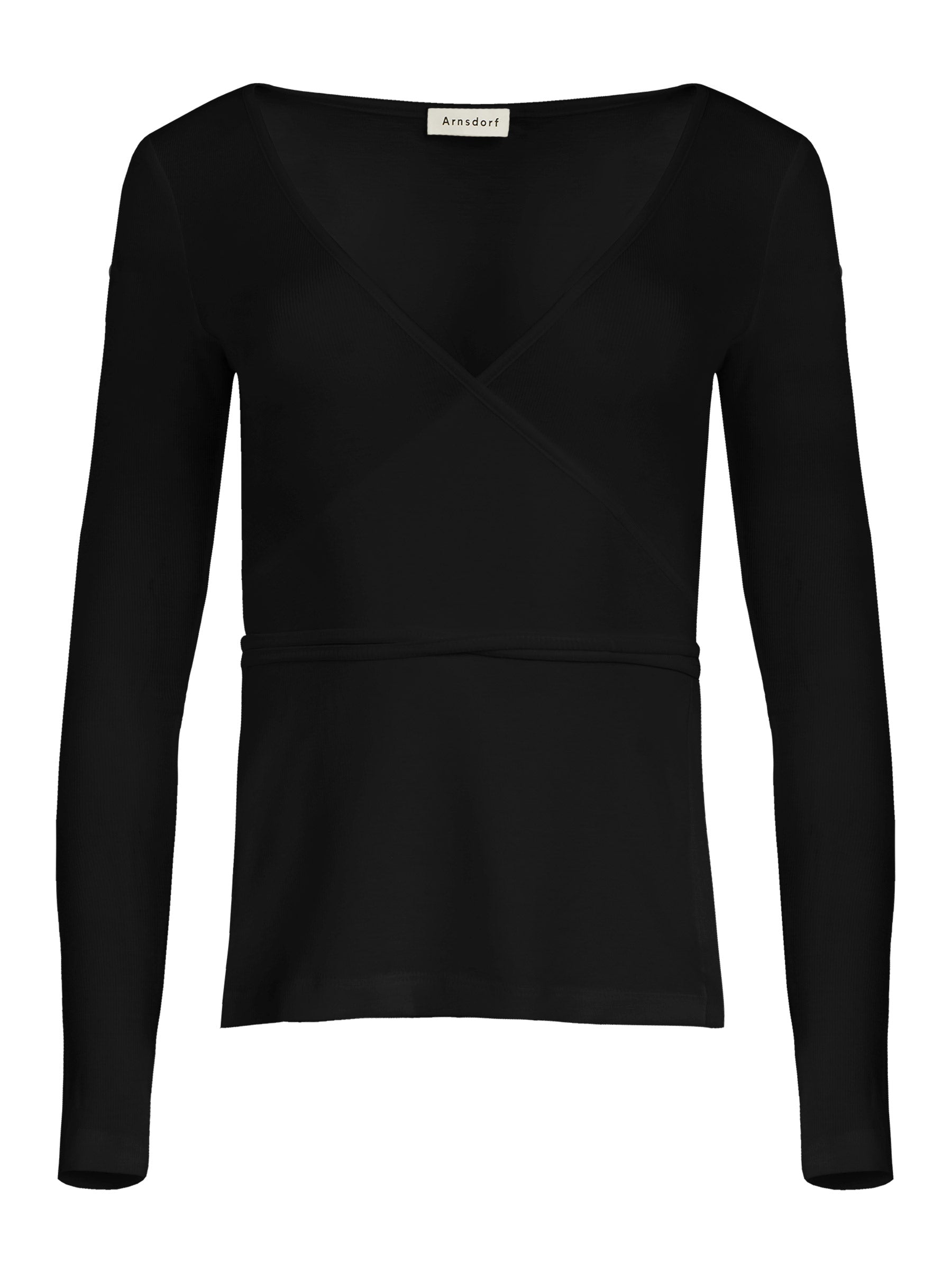 Arnsdorf | Misty Wrap Top in Black | The UNDONE