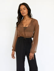 BEARE PARK | Silk Georgette Elastic Hem Blouse | The UNDONE