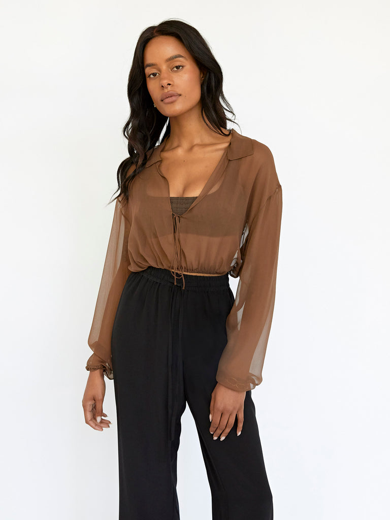 Silk top sheer blouse