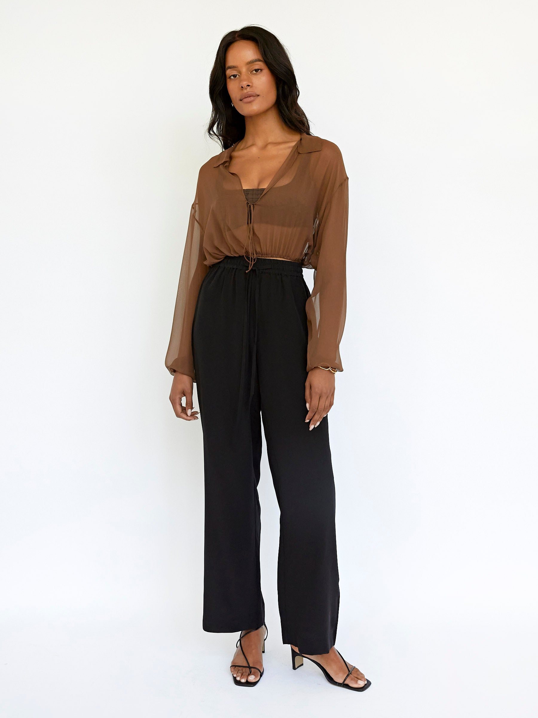 BEARE PARK | Silk Georgette Elastic Hem Blouse | The UNDONE