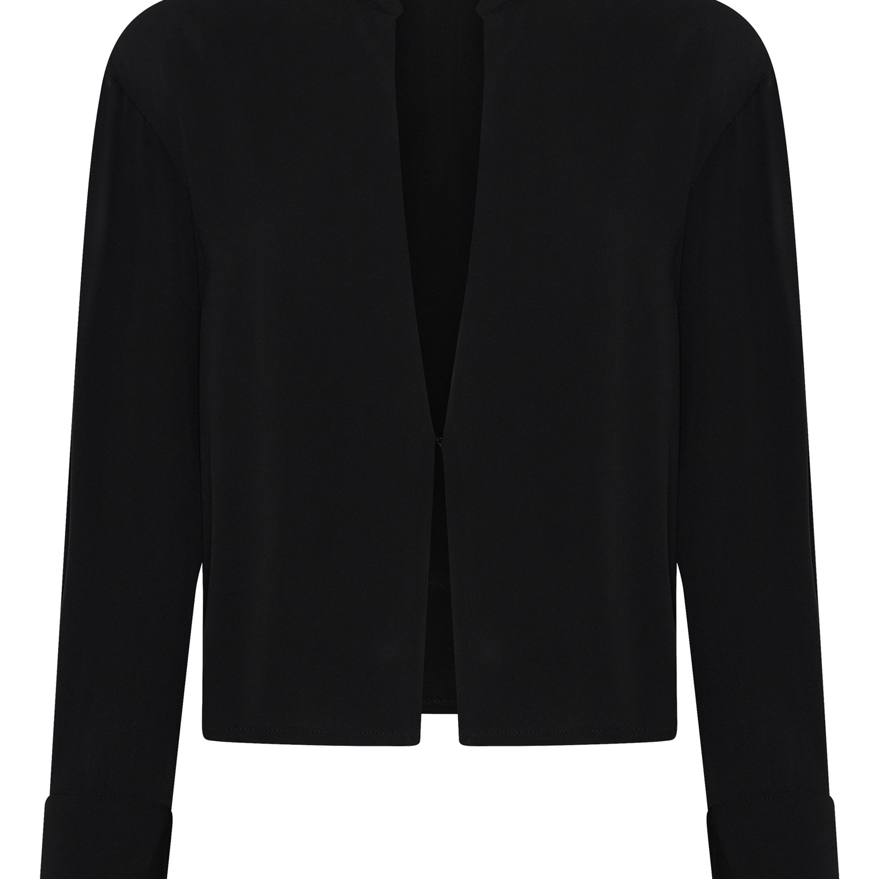 BEARE PARK | Silk Crepe Deep Split Blouse in Black | The UNDONE