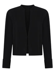 BEARE PARK | Silk Crepe Deep Split Blouse in Black | The UNDONE