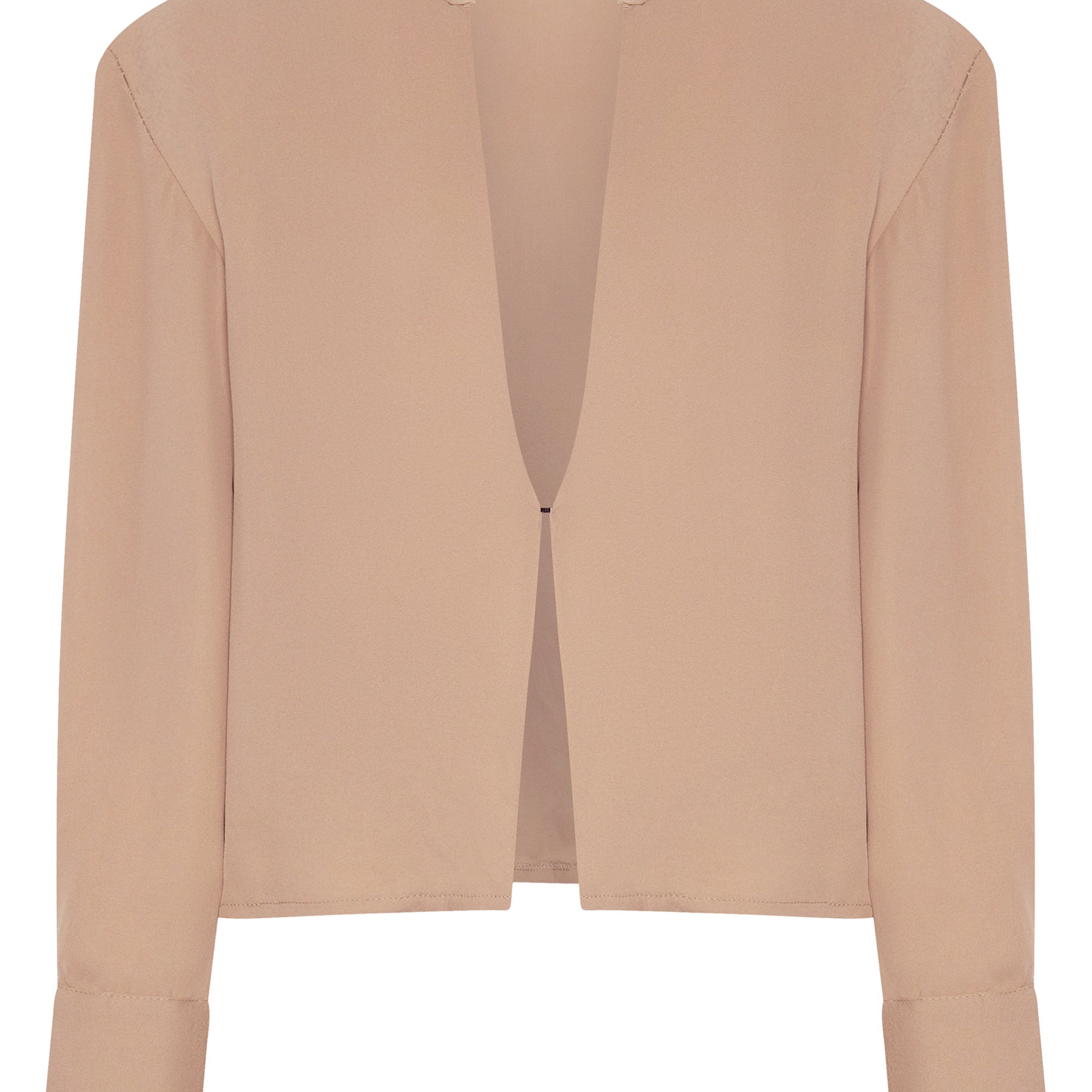 BEARE PARK | Silk Crepe Deep Split Blouse in Nude | The UNDONE