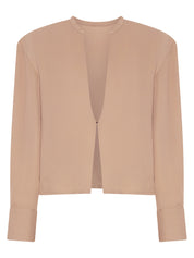 BEARE PARK | Silk Crepe Deep Split Blouse in Nude | The UNDONE