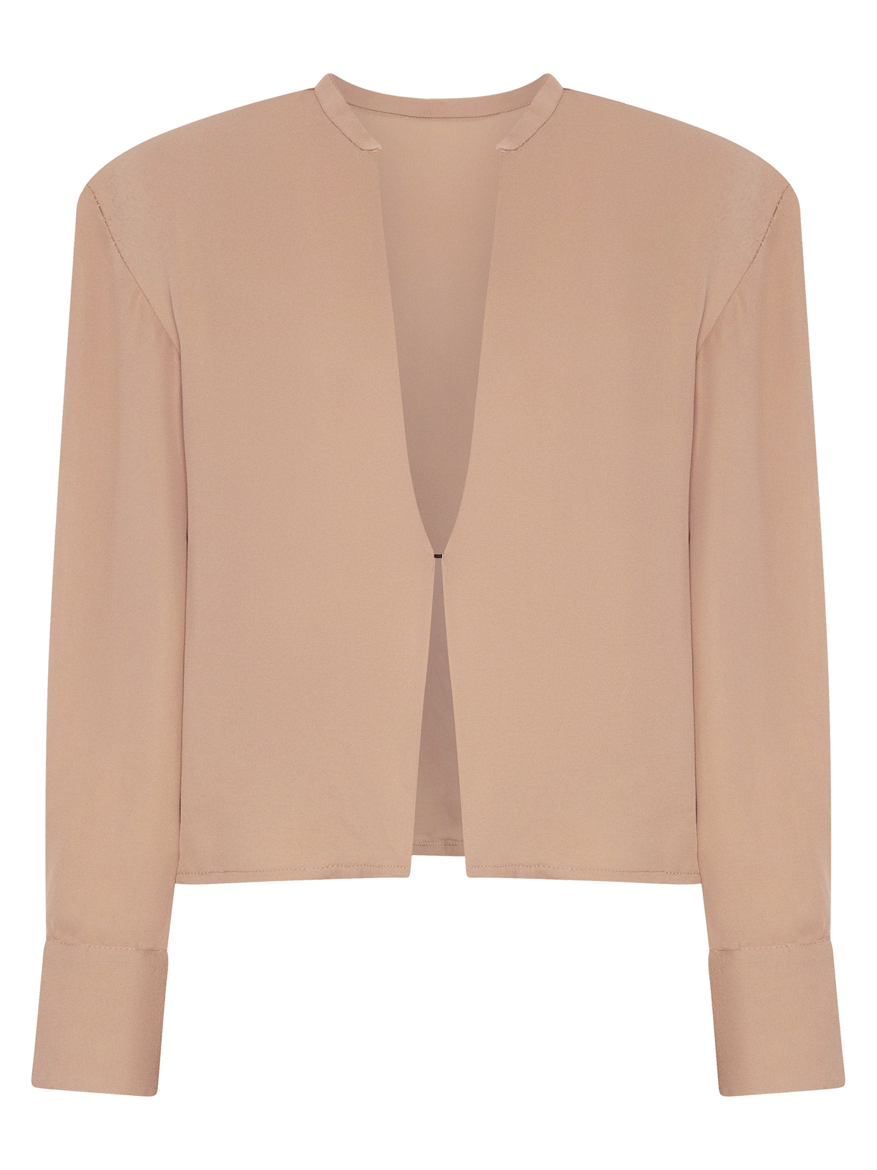 BEARE PARK | Silk Crepe Deep Split Blouse in Nude | The UNDONE
