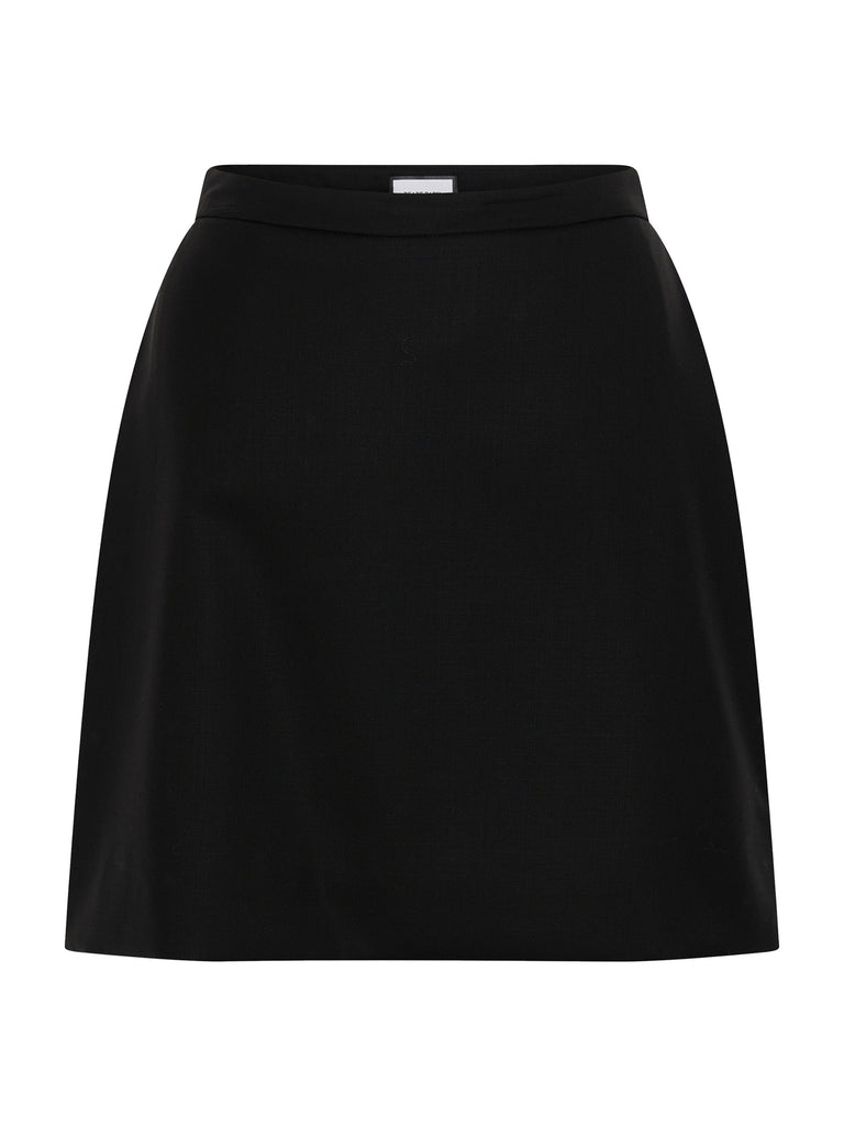 Black wool mini skirt designer 2025