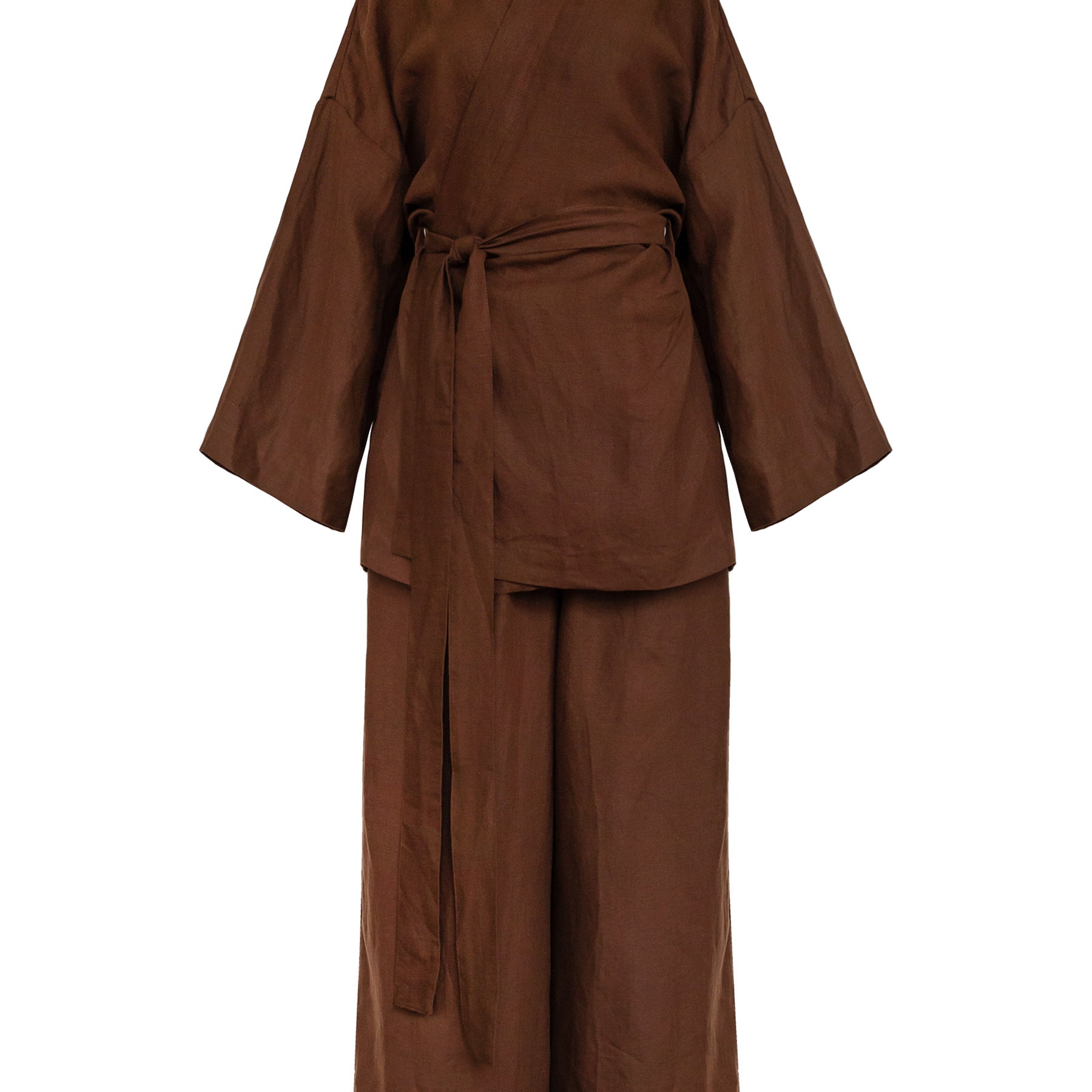 Deiji Studios | Tobacco 01 Linen Loungewear Set Long | The UNDONE