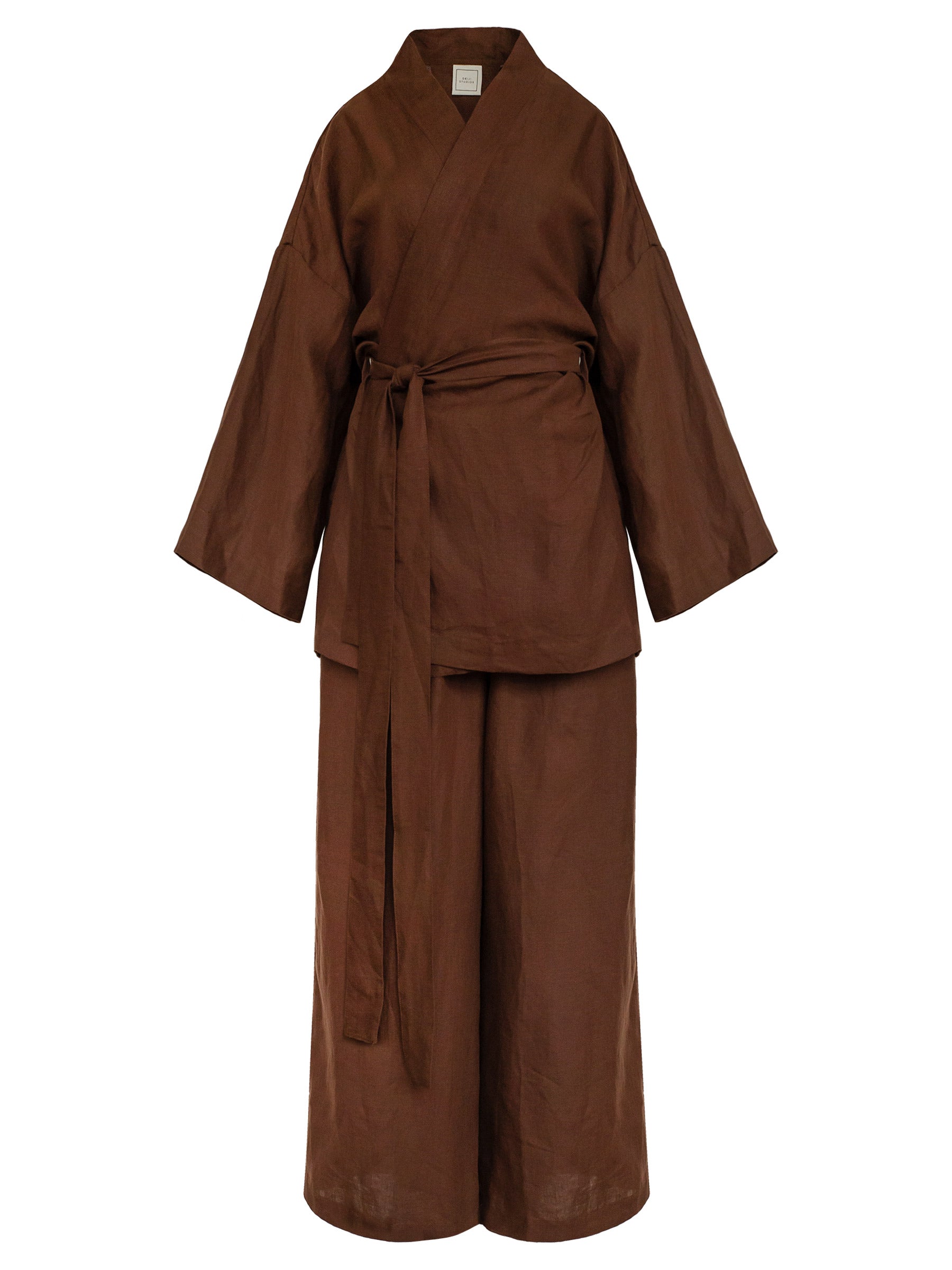 Deiji Studios | Tobacco 01 Linen Loungewear Set Long | The UNDONE