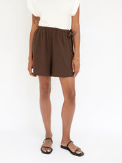Deiji Studios | The Notes Short in Brown | The UNDONE