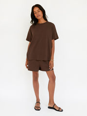 Deiji Studios | The Notes Short in Brown | The UNDONE