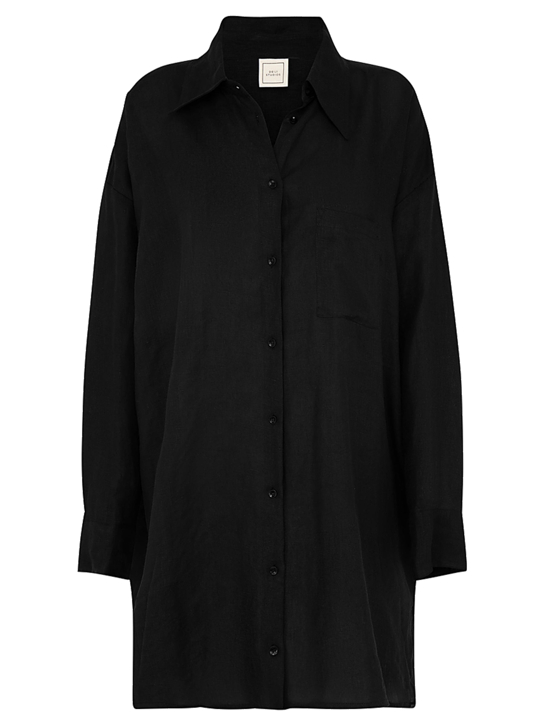 Deiji Studios | The Oversized Shirt Dress in Deep Black | The UNDONE