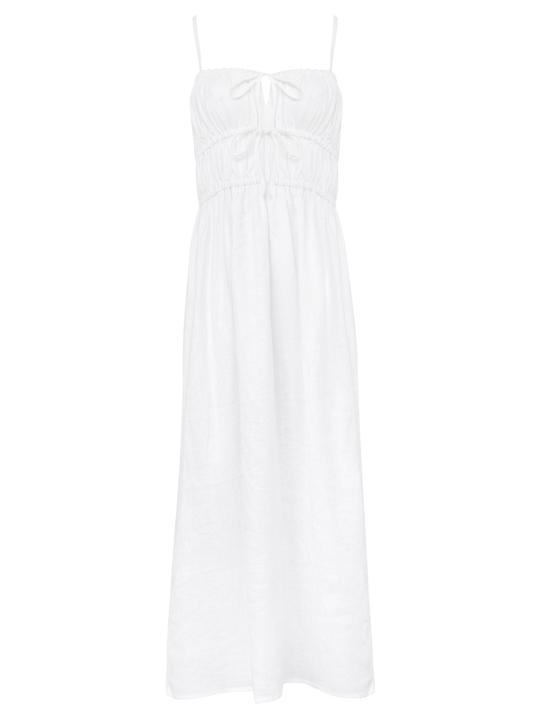 Faithfull The Brand | Francesca Midi Dress in White | The UNDONE