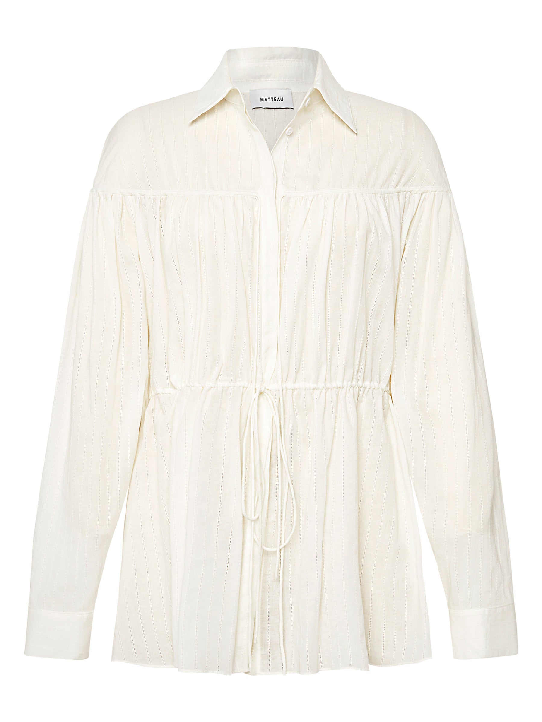 Matteau | Embroidered Drawcord Tunic in White | The UNDONE