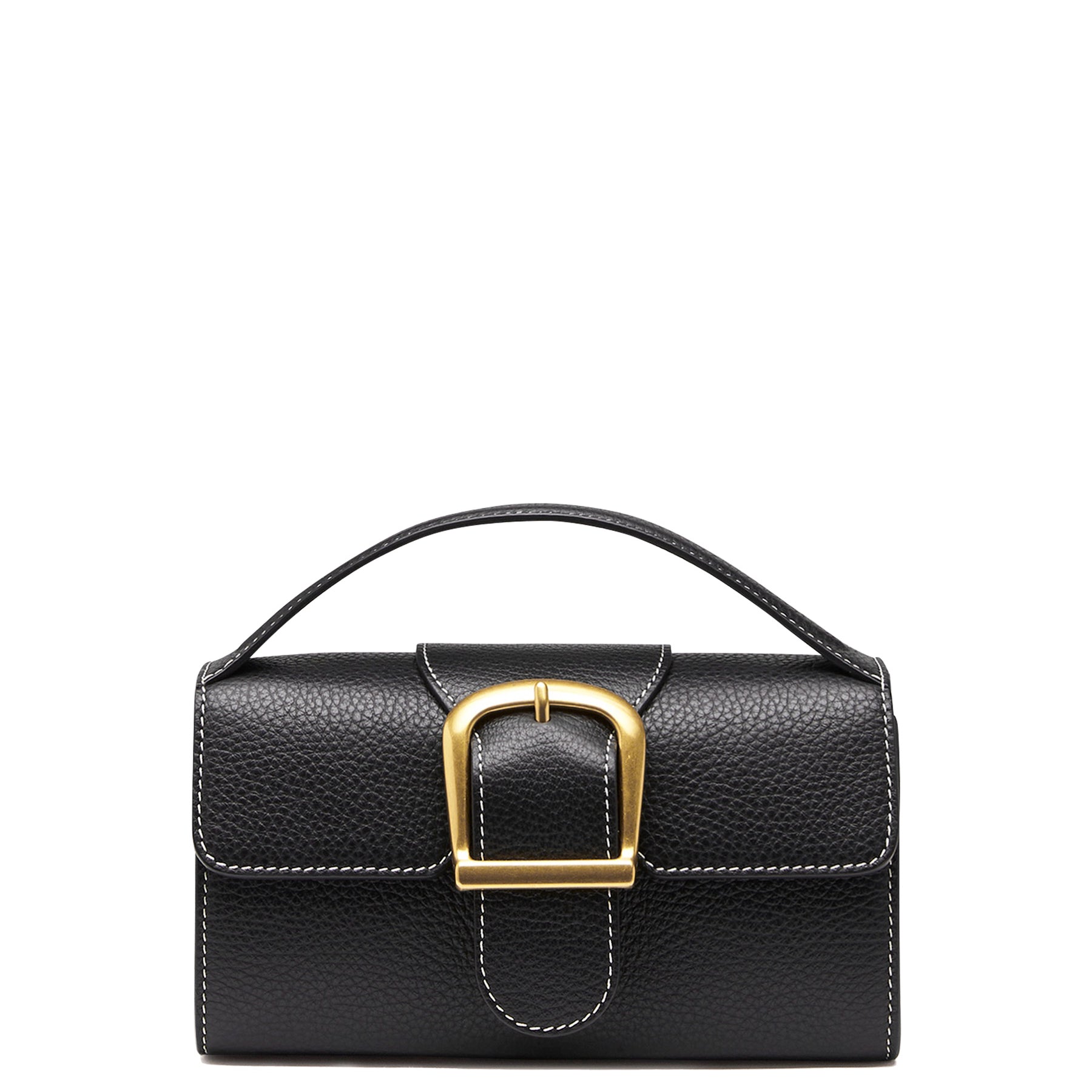 Rylan | Mini Satchel Bag With Flat Handle in Black | The UNDONE