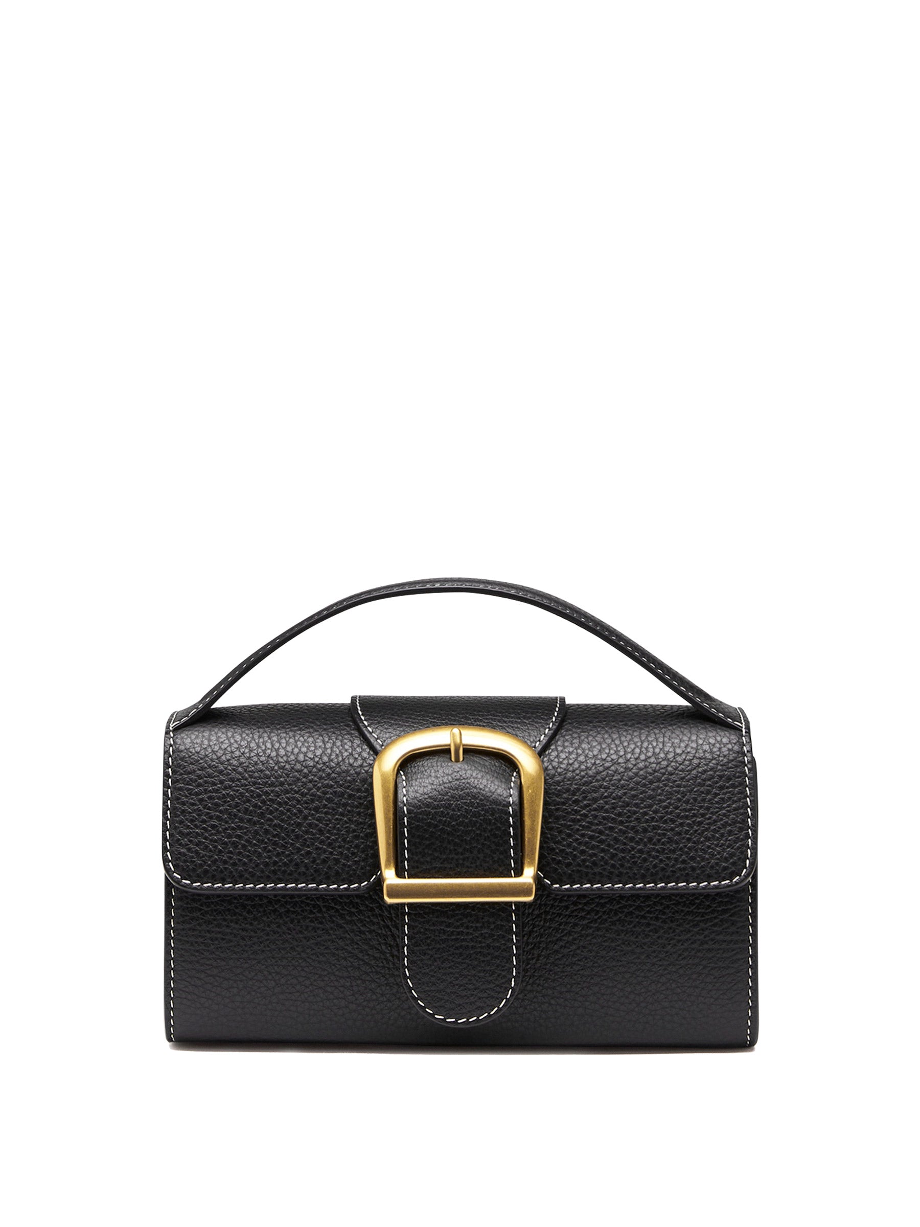 Rylan | Mini Satchel Bag With Flat Handle in Black | The UNDONE