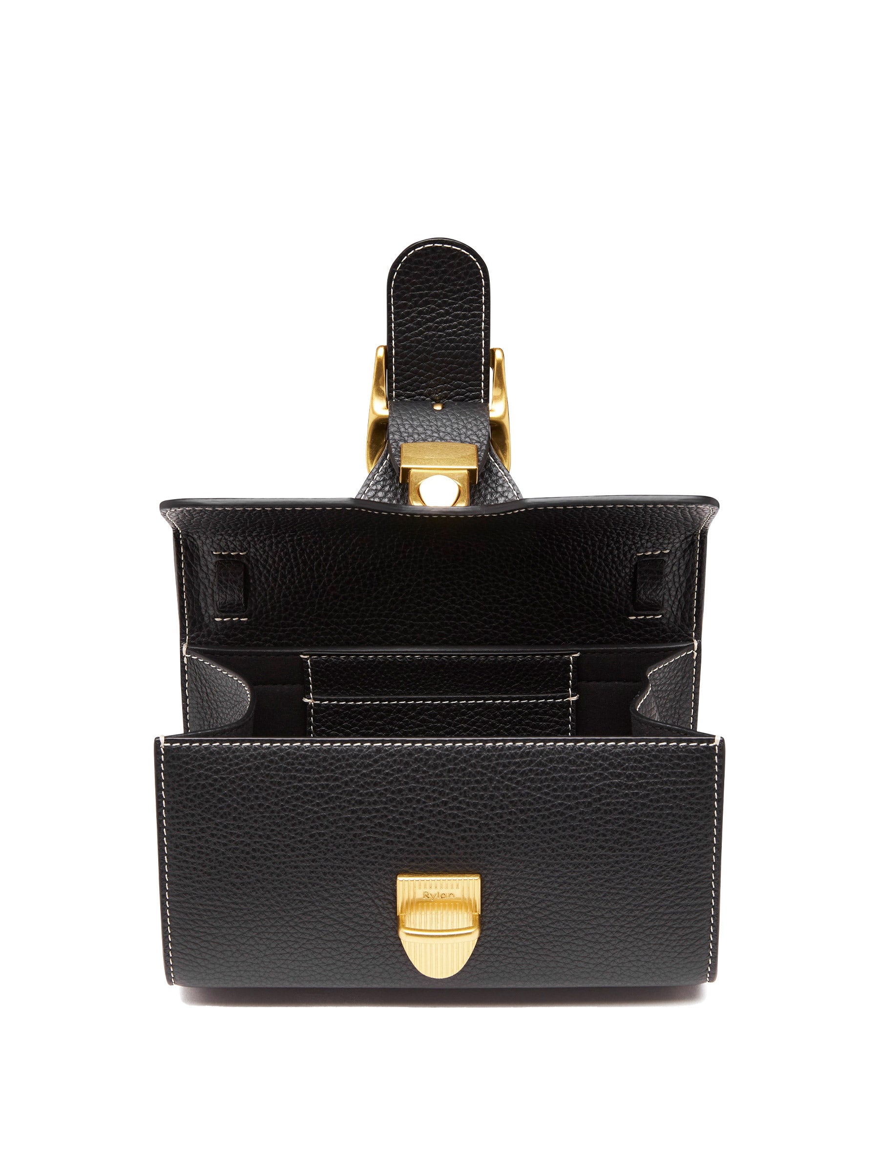 Rylan | Mini Satchel Bag With Flat Handle in Black | The UNDONE