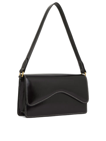 Rylan | 6.2 Baguette Bag in Black with Ivory Contrast Stitch in Smooth ...