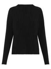 St. Agni | Cotton Rib Knit Jumper in Black | The UNDONE
