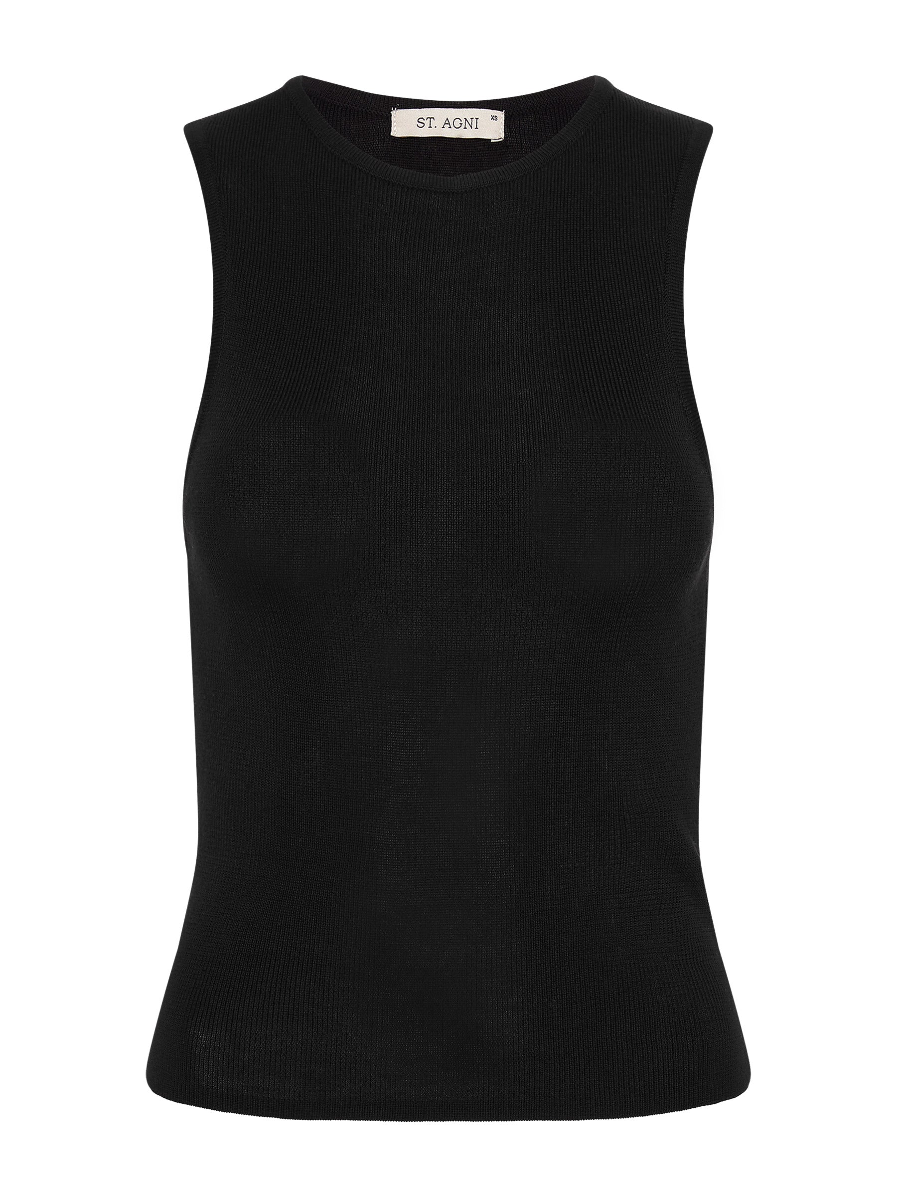 St. Agni | Crew Neck Knit Tank in Black | The UNDONE