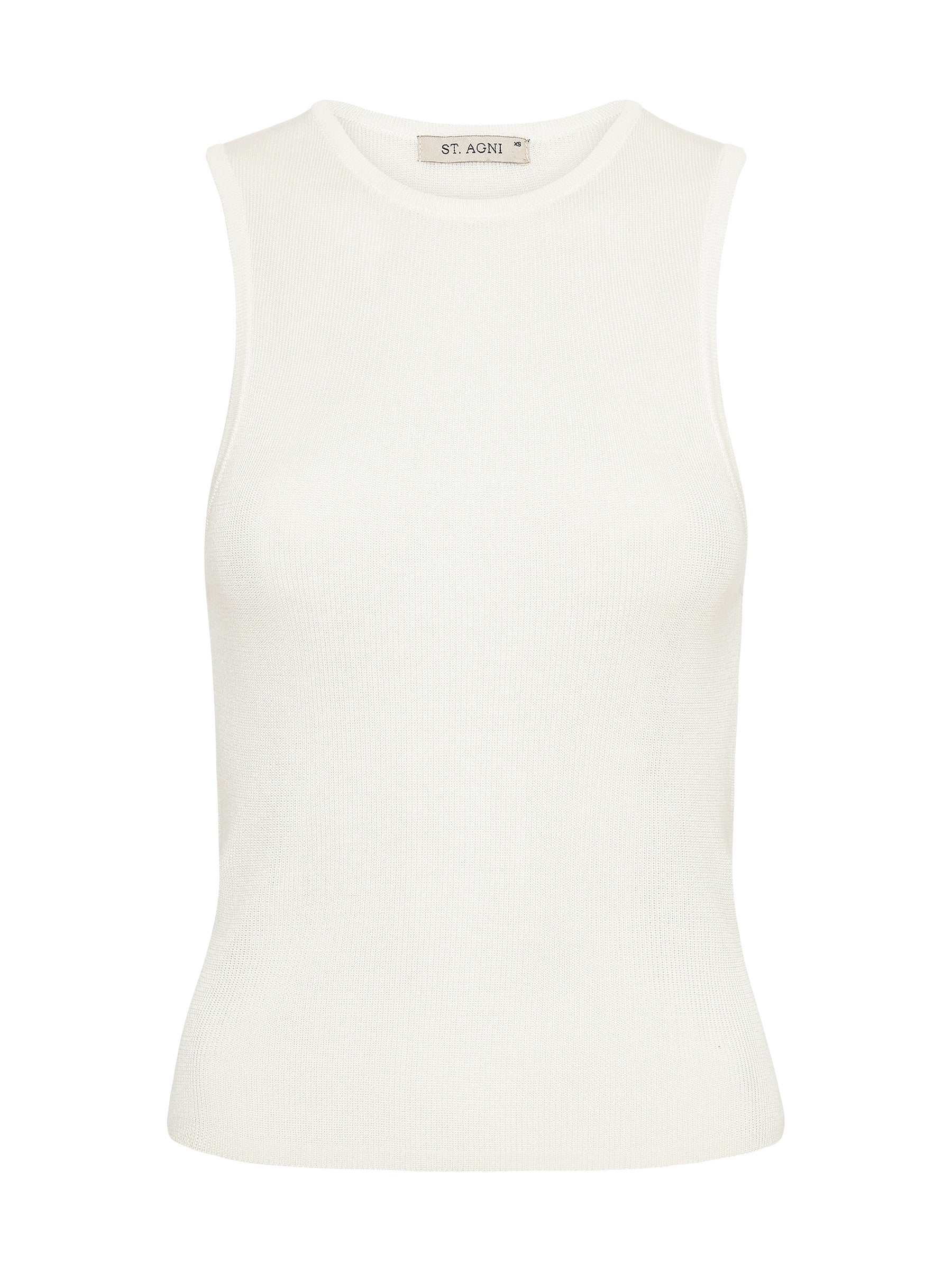 St. Agni | Crew Neck Knit Tank in White | The UNDONE