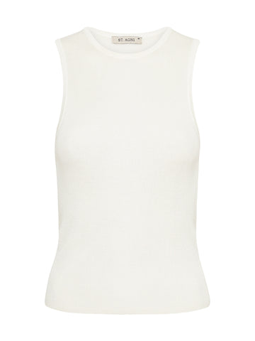 St. Agni | Crew Neck Knit Tank in White | The UNDONE by St. Agni